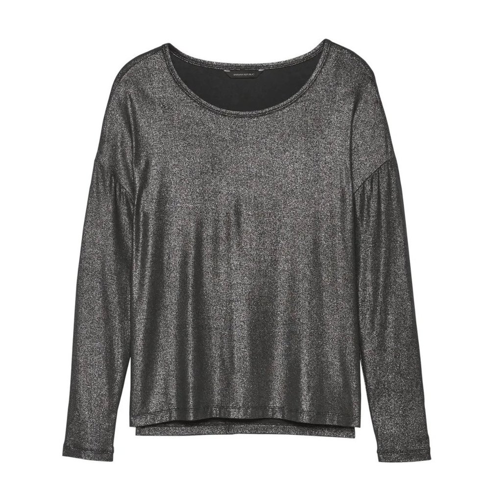 Banana Republic Metallic stretch modal long sleeved top XL